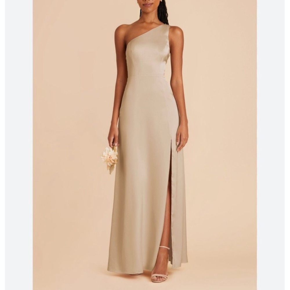 Birdy Grey Womens Kira Formal Dress Sz S Champagne Beige One Shoulder Bridesmaid